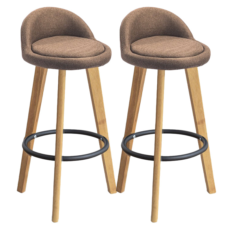 Modern Armless Backrest Counter Stool Rubber Wood kitchen Bar Stool with Cushion and Pedal Light Brown 2 Piece Set Clearhalo 'Bar Furniture' 'Bar Stools' 'bar_stools' 'furn' 'furn_bar_stools' 'Furniture' 'furniture_bar_stools' 'Kitchen & Dining Furniture' 4899924