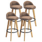 Modern Armless Backrest Counter Stool Rubber Wood kitchen Bar Stool with Cushion and Pedal Light Brown 4 Piece Set Clearhalo 'Bar Furniture' 'Bar Stools' 'bar_stools' 'furn' 'furn_bar_stools' 'Furniture' 'furniture_bar_stools' 'Kitchen & Dining Furniture' 4899925