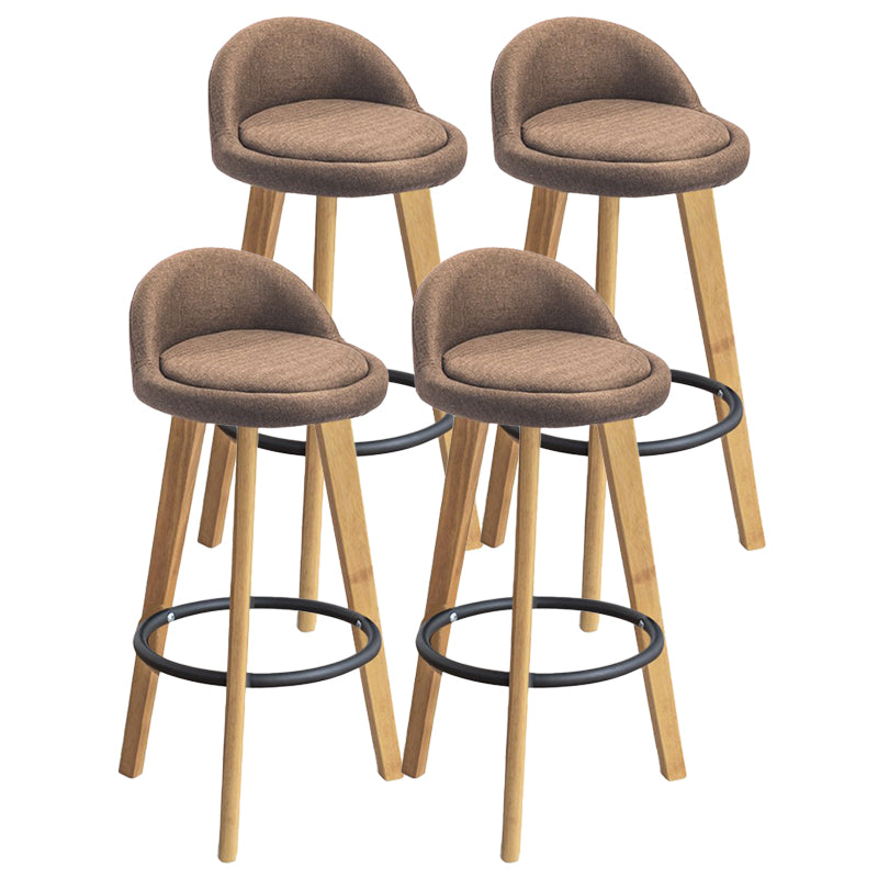 Modern Armless Backrest Counter Stool Rubber Wood kitchen Bar Stool with Cushion and Pedal Light Brown 4 Piece Set Clearhalo 'Bar Furniture' 'Bar Stools' 'bar_stools' 'furn' 'furn_bar_stools' 'Furniture' 'furniture_bar_stools' 'Kitchen & Dining Furniture' 4899925