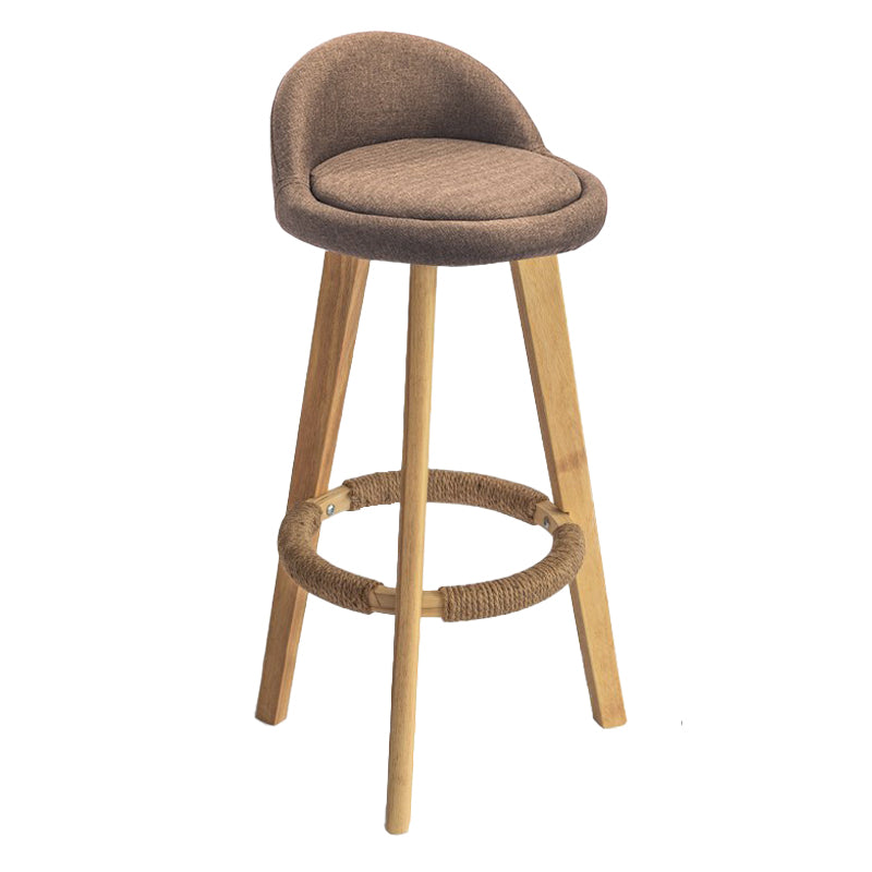 Modern Armless Backrest Counter Stool Rubber Wood kitchen Bar Stool with Cushion and Pedal Coffee 1 Piece Clearhalo 'Bar Furniture' 'Bar Stools' 'bar_stools' 'furn' 'furn_bar_stools' 'Furniture' 'furniture_bar_stools' 'Kitchen & Dining Furniture' 4899926