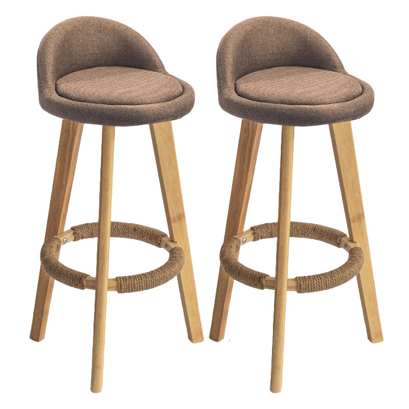 Modern Armless Backrest Counter Stool Rubber Wood kitchen Bar Stool with Cushion and Pedal Coffee 2 Piece Set Clearhalo 'Bar Furniture' 'Bar Stools' 'bar_stools' 'furn' 'furn_bar_stools' 'Furniture' 'furniture_bar_stools' 'Kitchen & Dining Furniture' 4899927