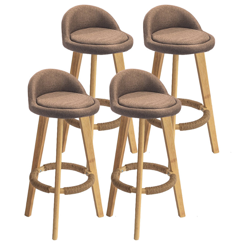 Modern Armless Backrest Counter Stool Rubber Wood kitchen Bar Stool with Cushion and Pedal Coffee 4 Piece Set Clearhalo 'Bar Furniture' 'Bar Stools' 'bar_stools' 'furn' 'furn_bar_stools' 'Furniture' 'furniture_bar_stools' 'Kitchen & Dining Furniture' 4899928