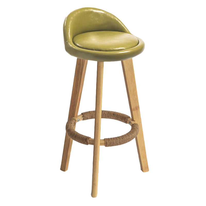 Modern Armless Backrest Counter Stool Rubber Wood kitchen Bar Stool with Cushion and Pedal Fluorescent Green 1 Piece Clearhalo 'Bar Furniture' 'Bar Stools' 'bar_stools' 'furn' 'furn_bar_stools' 'Furniture' 'furniture_bar_stools' 'Kitchen & Dining Furniture' 4899929