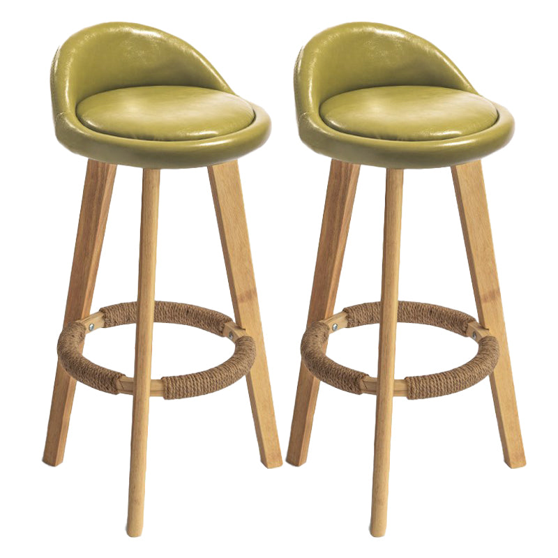 Modern Armless Backrest Counter Stool Rubber Wood kitchen Bar Stool with Cushion and Pedal Fluorescent Green 2 Piece Set Clearhalo 'Bar Furniture' 'Bar Stools' 'bar_stools' 'furn' 'furn_bar_stools' 'Furniture' 'furniture_bar_stools' 'Kitchen & Dining Furniture' 4899930