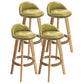 Modern Armless Backrest Counter Stool Rubber Wood kitchen Bar Stool with Cushion and Pedal Fluorescent Green 4 Piece Set Clearhalo 'Bar Furniture' 'Bar Stools' 'bar_stools' 'furn' 'furn_bar_stools' 'Furniture' 'furniture_bar_stools' 'Kitchen & Dining Furniture' 4899931