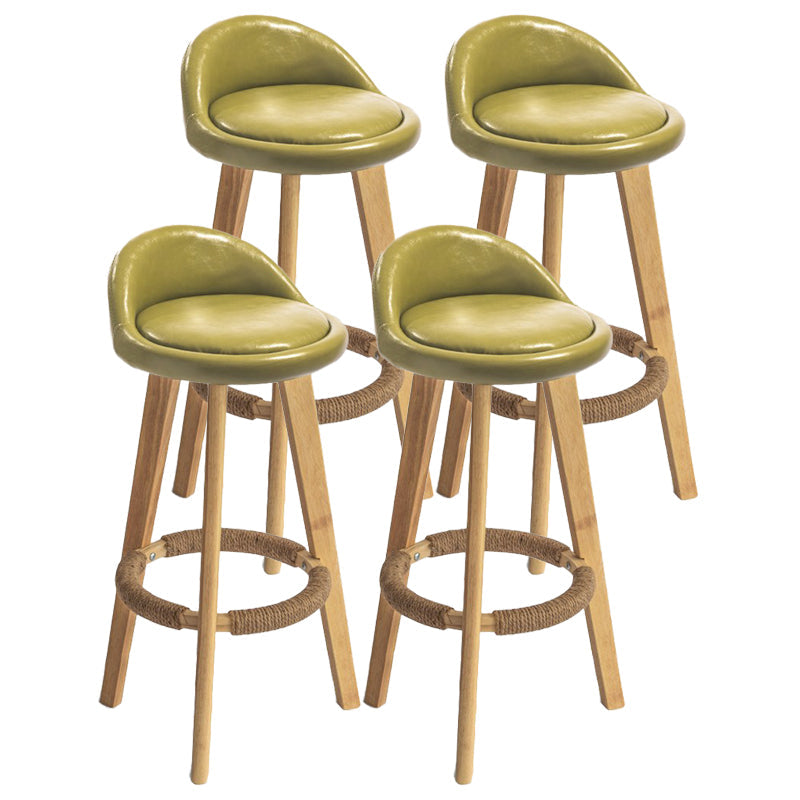 Modern Armless Backrest Counter Stool Rubber Wood kitchen Bar Stool with Cushion and Pedal Fluorescent Green 4 Piece Set Clearhalo 'Bar Furniture' 'Bar Stools' 'bar_stools' 'furn' 'furn_bar_stools' 'Furniture' 'furniture_bar_stools' 'Kitchen & Dining Furniture' 4899931