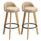 Modern Armless Backrest Counter Stool Rubber Wood kitchen Bar Stool with Cushion and Pedal Fluorescent Yellow 2 Piece Set Clearhalo 'Bar Furniture' 'Bar Stools' 'bar_stools' 'furn' 'furn_bar_stools' 'Furniture' 'furniture_bar_stools' 'Kitchen & Dining Furniture' 4899933