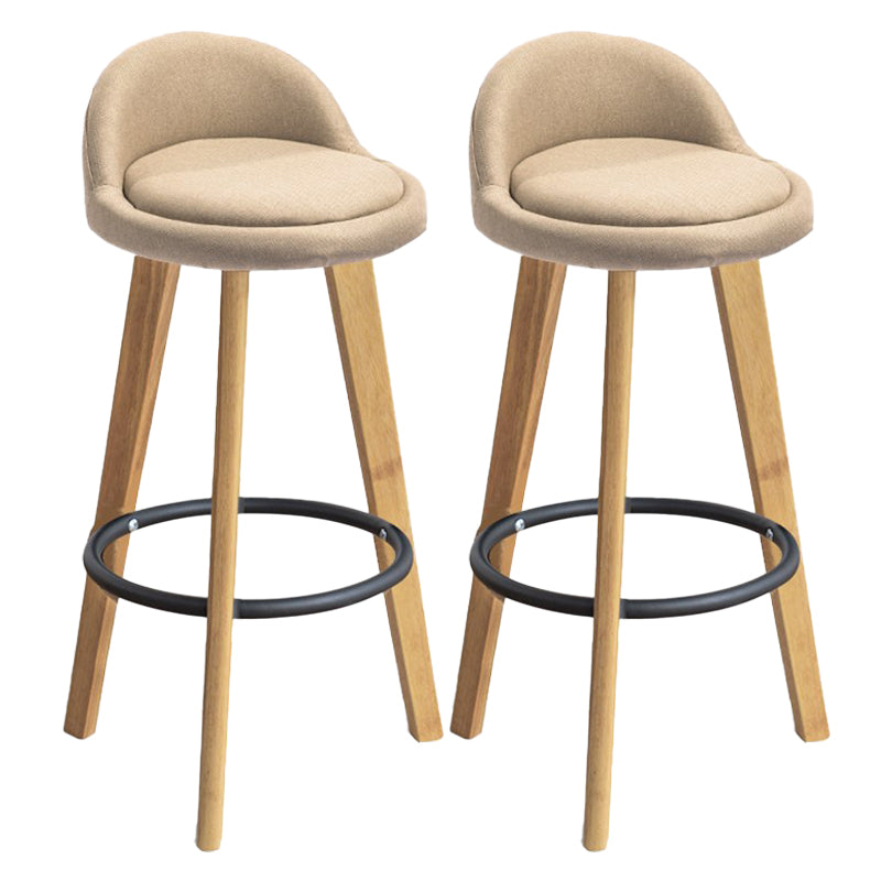 Modern Armless Backrest Counter Stool Rubber Wood kitchen Bar Stool with Cushion and Pedal Fluorescent Yellow 2 Piece Set Clearhalo 'Bar Furniture' 'Bar Stools' 'bar_stools' 'furn' 'furn_bar_stools' 'Furniture' 'furniture_bar_stools' 'Kitchen & Dining Furniture' 4899933
