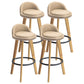 Modern Armless Backrest Counter Stool Rubber Wood kitchen Bar Stool with Cushion and Pedal Fluorescent Yellow 4 Piece Set Clearhalo 'Bar Furniture' 'Bar Stools' 'bar_stools' 'furn' 'furn_bar_stools' 'Furniture' 'furniture_bar_stools' 'Kitchen & Dining Furniture' 4899934