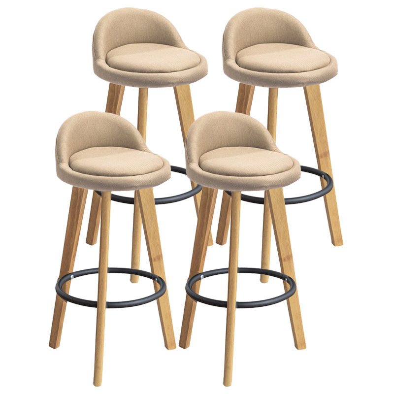 Modern Armless Backrest Counter Stool Rubber Wood kitchen Bar Stool with Cushion and Pedal Fluorescent Yellow 4 Piece Set Clearhalo 'Bar Furniture' 'Bar Stools' 'bar_stools' 'furn' 'furn_bar_stools' 'Furniture' 'furniture_bar_stools' 'Kitchen & Dining Furniture' 4899934
