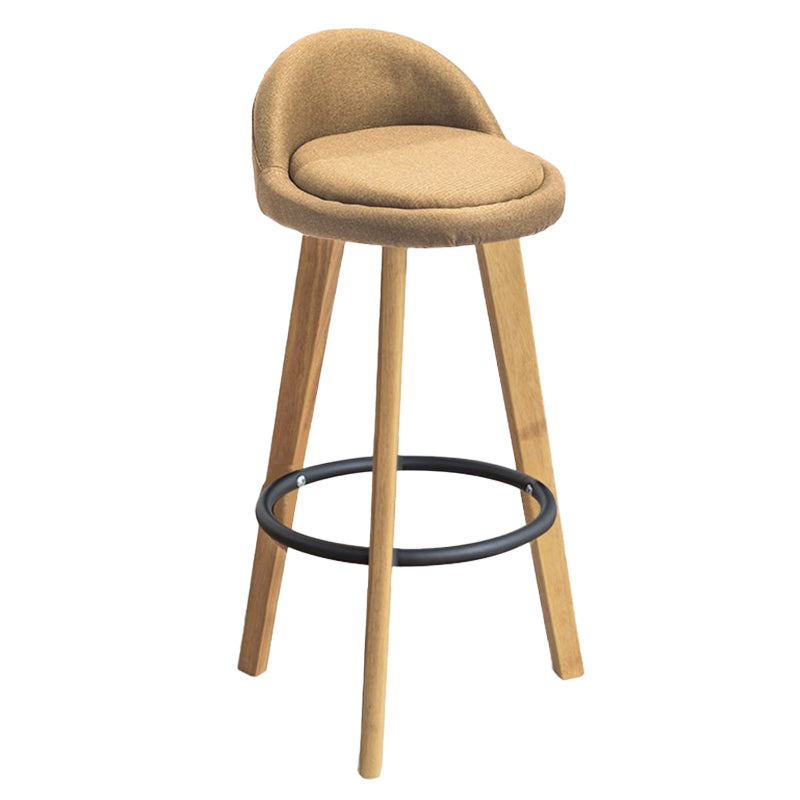 Modern Armless Backrest Counter Stool Rubber Wood kitchen Bar Stool with Cushion and Pedal Ginger 1 Piece Clearhalo 'Bar Furniture' 'Bar Stools' 'bar_stools' 'furn' 'furn_bar_stools' 'Furniture' 'furniture_bar_stools' 'Kitchen & Dining Furniture' 4899935