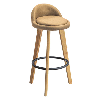 Modern Armless Backrest Counter Stool Rubber Wood kitchen Bar Stool with Cushion and Pedal Ginger 1 Piece Clearhalo 'Bar Furniture' 'Bar Stools' 'bar_stools' 'furn' 'furn_bar_stools' 'Furniture' 'furniture_bar_stools' 'Kitchen & Dining Furniture' 4899935