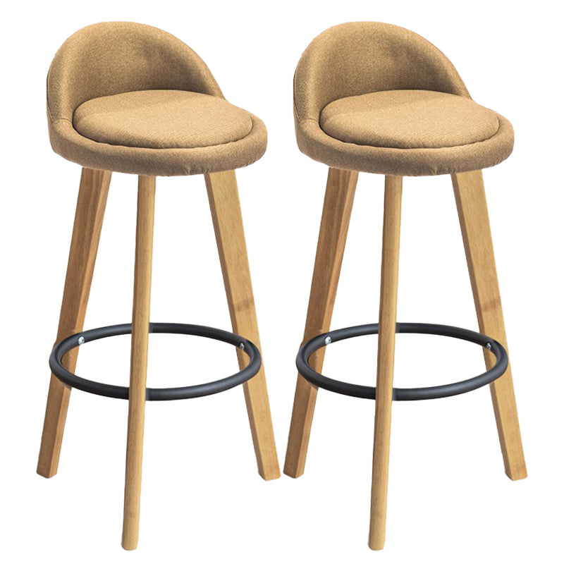 Modern Armless Backrest Counter Stool Rubber Wood kitchen Bar Stool with Cushion and Pedal Ginger 2 Piece Set Clearhalo 'Bar Furniture' 'Bar Stools' 'bar_stools' 'furn' 'furn_bar_stools' 'Furniture' 'furniture_bar_stools' 'Kitchen & Dining Furniture' 4899936