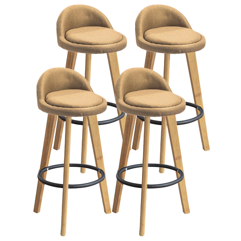 Modern Armless Backrest Counter Stool Rubber Wood kitchen Bar Stool with Cushion and Pedal Ginger 4 Piece Set Clearhalo 'Bar Furniture' 'Bar Stools' 'bar_stools' 'furn' 'furn_bar_stools' 'Furniture' 'furniture_bar_stools' 'Kitchen & Dining Furniture' 4899937