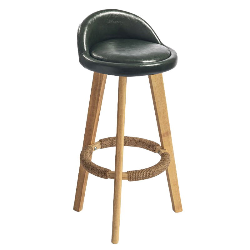 Modern Armless Backrest Counter Stool Rubber Wood kitchen Bar Stool with Cushion and Pedal Blackish Green 1 Piece Clearhalo 'Bar Furniture' 'Bar Stools' 'bar_stools' 'furn' 'furn_bar_stools' 'Furniture' 'furniture_bar_stools' 'Kitchen & Dining Furniture' 4899938