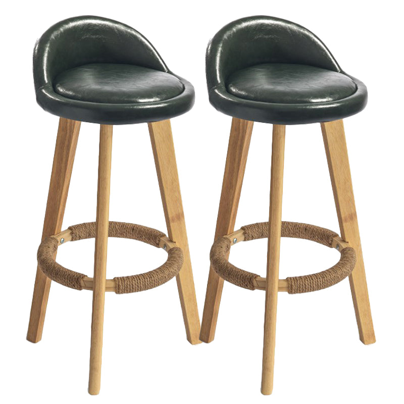 Modern Armless Backrest Counter Stool Rubber Wood kitchen Bar Stool with Cushion and Pedal Blackish Green 2 Piece Set Clearhalo 'Bar Furniture' 'Bar Stools' 'bar_stools' 'furn' 'furn_bar_stools' 'Furniture' 'furniture_bar_stools' 'Kitchen & Dining Furniture' 4899939