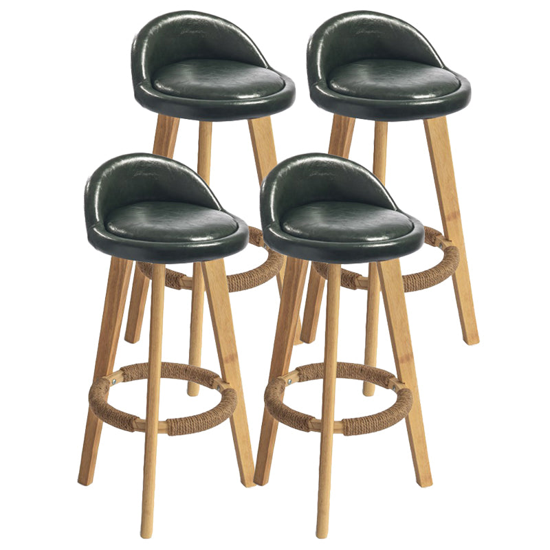 Modern Armless Backrest Counter Stool Rubber Wood kitchen Bar Stool with Cushion and Pedal Blackish Green 4 Piece Set Clearhalo 'Bar Furniture' 'Bar Stools' 'bar_stools' 'furn' 'furn_bar_stools' 'Furniture' 'furniture_bar_stools' 'Kitchen & Dining Furniture' 4899940