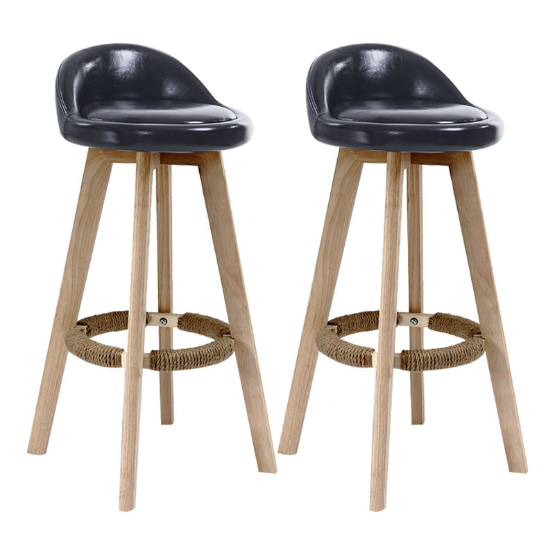 Scandinavian Rubberwood Upholstered Barstool Matte Finish Home Stool Black 2 Piece Set Clearhalo 'Bar Furniture' 'Bar Stools' 'bar_stools' 'furn' 'furn_bar_stools' 'Furniture' 'furniture_bar_stools' 'Kitchen & Dining Furniture' 4899945