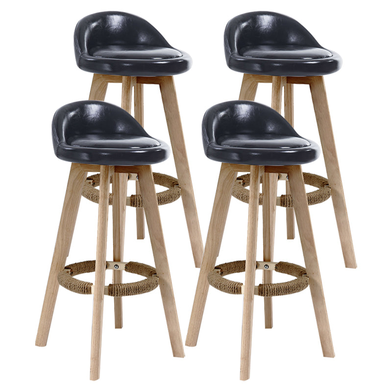 Scandinavian Rubberwood Upholstered Barstool Matte Finish Home Stool Black 4 Piece Set Clearhalo 'Bar Furniture' 'Bar Stools' 'bar_stools' 'furn' 'furn_bar_stools' 'Furniture' 'furniture_bar_stools' 'Kitchen & Dining Furniture' 4899947