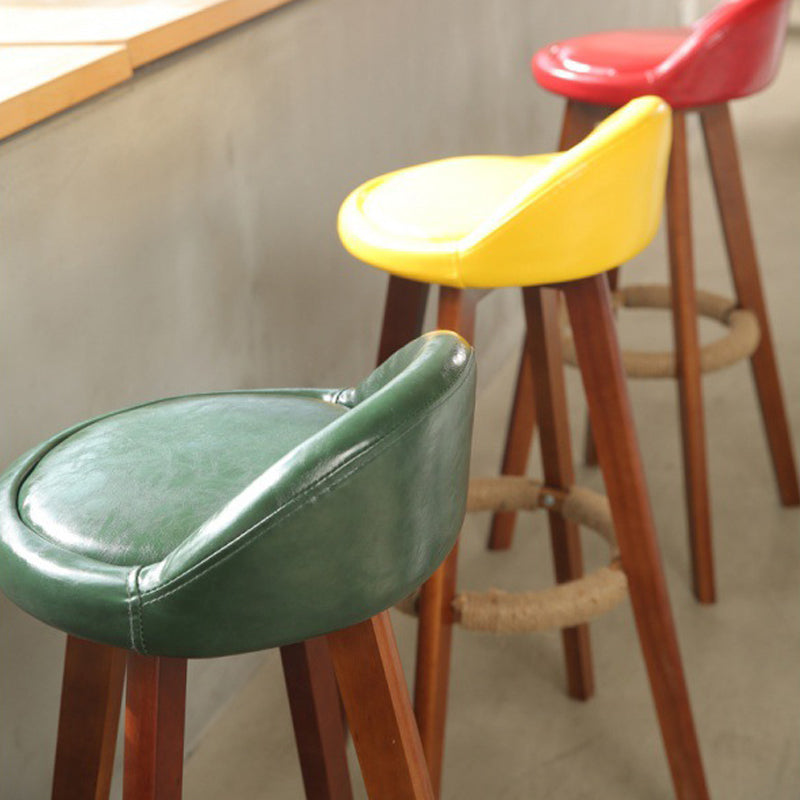 Scandinavian Rubberwood Upholstered Barstool Matte Finish Home Stool Clearhalo 'Bar Furniture' 'Bar Stools' 'bar_stools' 'furn' 'furn_bar_stools' 'Furniture' 'furniture_bar_stools' 'Kitchen & Dining Furniture' 4899948