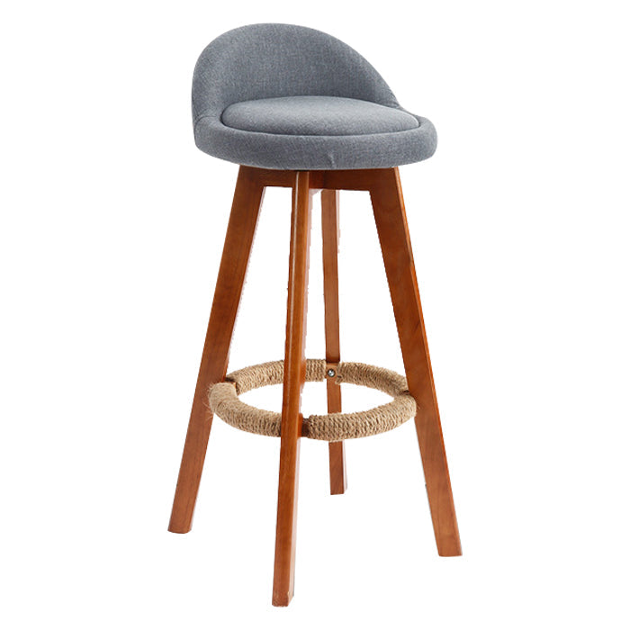 Scandinavian Rubberwood Upholstered Barstool Matte Finish Home Stool Grey 1 Piece Clearhalo 'Bar Furniture' 'Bar Stools' 'bar_stools' 'furn' 'furn_bar_stools' 'Furniture' 'furniture_bar_stools' 'Kitchen & Dining Furniture' 4899949