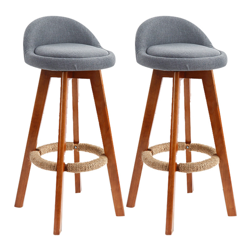 Scandinavian Rubberwood Upholstered Barstool Matte Finish Home Stool Grey 2 Piece Set Clearhalo 'Bar Furniture' 'Bar Stools' 'bar_stools' 'furn' 'furn_bar_stools' 'Furniture' 'furniture_bar_stools' 'Kitchen & Dining Furniture' 4899951