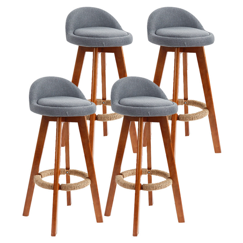 Scandinavian Rubberwood Upholstered Barstool Matte Finish Home Stool Grey 4 Piece Set Clearhalo 'Bar Furniture' 'Bar Stools' 'bar_stools' 'furn' 'furn_bar_stools' 'Furniture' 'furniture_bar_stools' 'Kitchen & Dining Furniture' 4899953