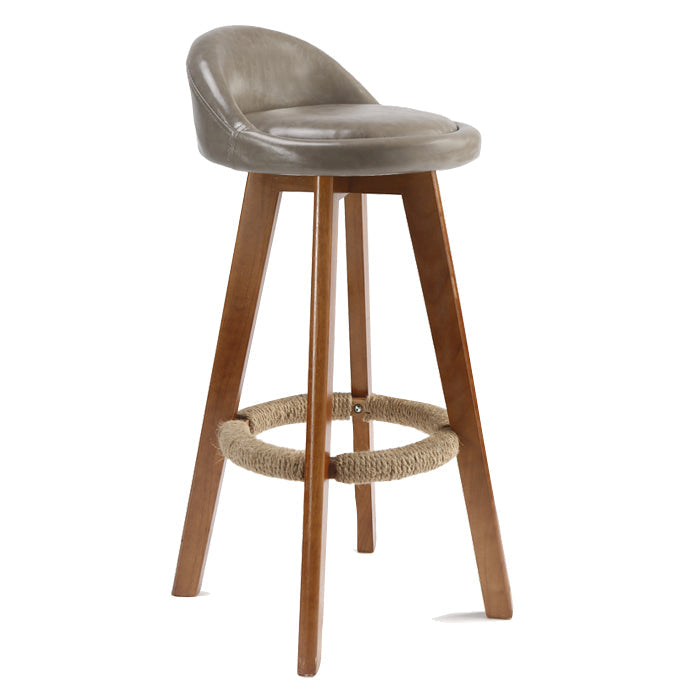 Scandinavian Rubberwood Upholstered Barstool Matte Finish Home Stool Light Gray 1 Piece Clearhalo 'Bar Furniture' 'Bar Stools' 'bar_stools' 'furn' 'furn_bar_stools' 'Furniture' 'furniture_bar_stools' 'Kitchen & Dining Furniture' 4899954