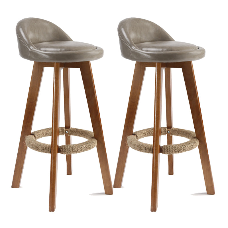 Scandinavian Rubberwood Upholstered Barstool Matte Finish Home Stool Light Gray 2 Piece Set Clearhalo 'Bar Furniture' 'Bar Stools' 'bar_stools' 'furn' 'furn_bar_stools' 'Furniture' 'furniture_bar_stools' 'Kitchen & Dining Furniture' 4899956
