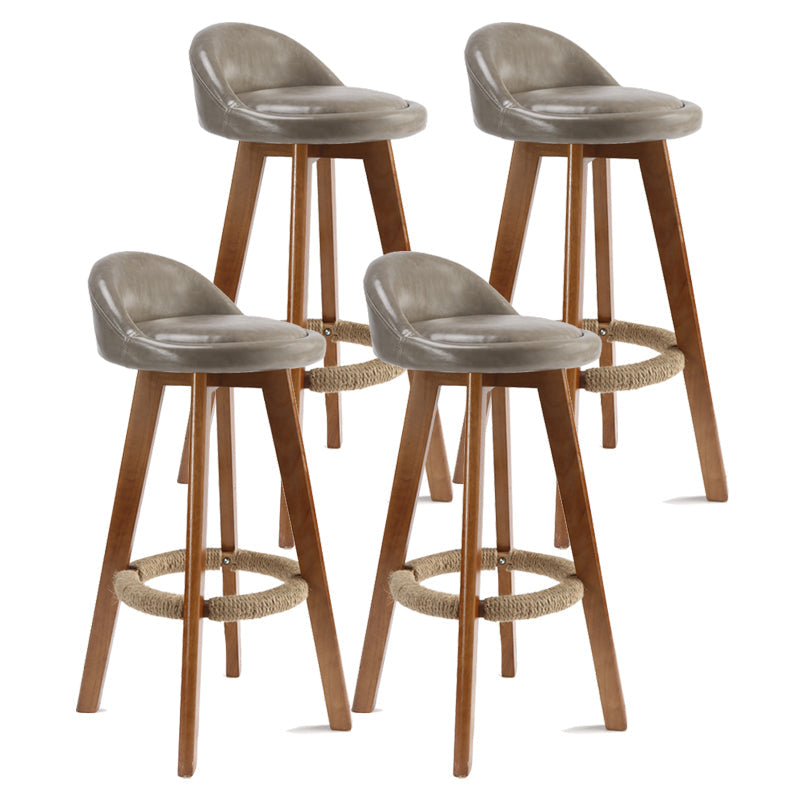 Scandinavian Rubberwood Upholstered Barstool Matte Finish Home Stool Light Gray 4 Piece Set Clearhalo 'Bar Furniture' 'Bar Stools' 'bar_stools' 'furn' 'furn_bar_stools' 'Furniture' 'furniture_bar_stools' 'Kitchen & Dining Furniture' 4899958