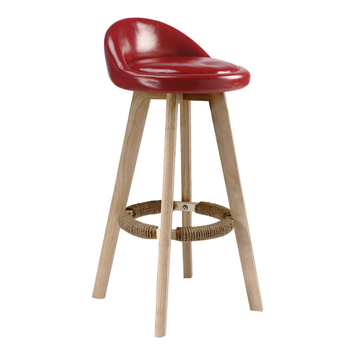 Scandinavian Rubberwood Upholstered Barstool Matte Finish Home Stool Red 1 Piece Clearhalo 'Bar Furniture' 'Bar Stools' 'bar_stools' 'furn' 'furn_bar_stools' 'Furniture' 'furniture_bar_stools' 'Kitchen & Dining Furniture' 4899959