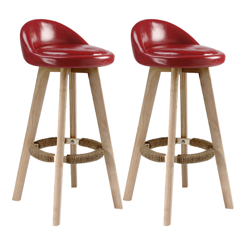 Scandinavian Rubberwood Upholstered Barstool Matte Finish Home Stool Red 2 Piece Set Clearhalo 'Bar Furniture' 'Bar Stools' 'bar_stools' 'furn' 'furn_bar_stools' 'Furniture' 'furniture_bar_stools' 'Kitchen & Dining Furniture' 4899960