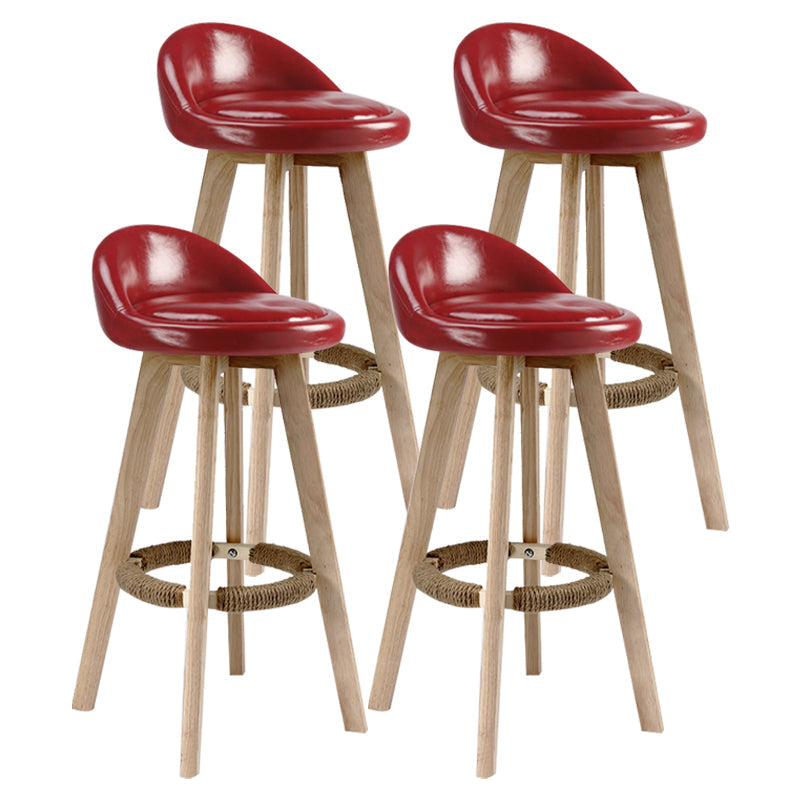 Scandinavian Rubberwood Upholstered Barstool Matte Finish Home Stool Red 4 Piece Set Clearhalo 'Bar Furniture' 'Bar Stools' 'bar_stools' 'furn' 'furn_bar_stools' 'Furniture' 'furniture_bar_stools' 'Kitchen & Dining Furniture' 4899961