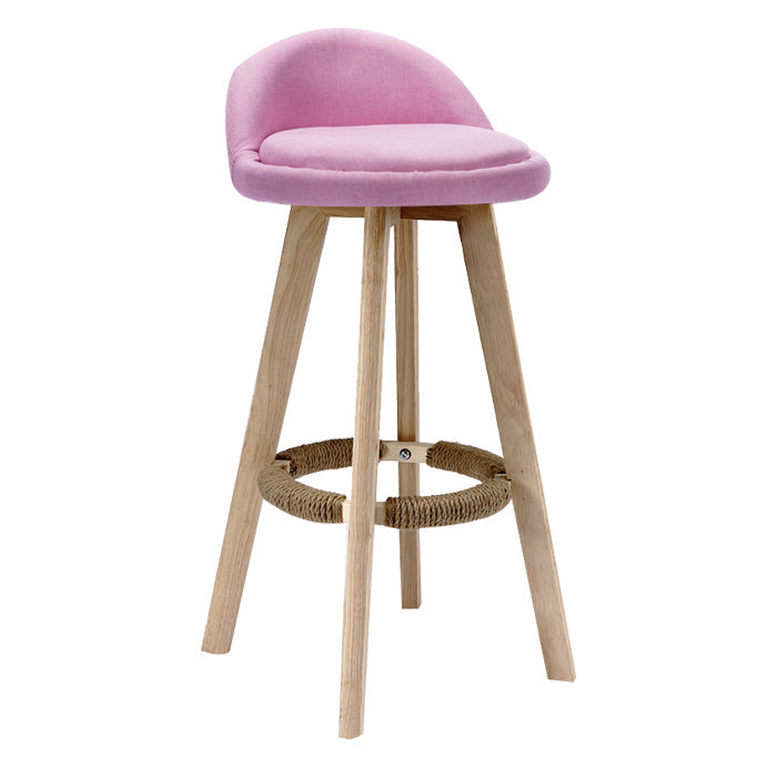 Scandinavian Rubberwood Upholstered Barstool Matte Finish Home Stool Pink 1 Piece Clearhalo 'Bar Furniture' 'Bar Stools' 'bar_stools' 'furn' 'furn_bar_stools' 'Furniture' 'furniture_bar_stools' 'Kitchen & Dining Furniture' 4899962