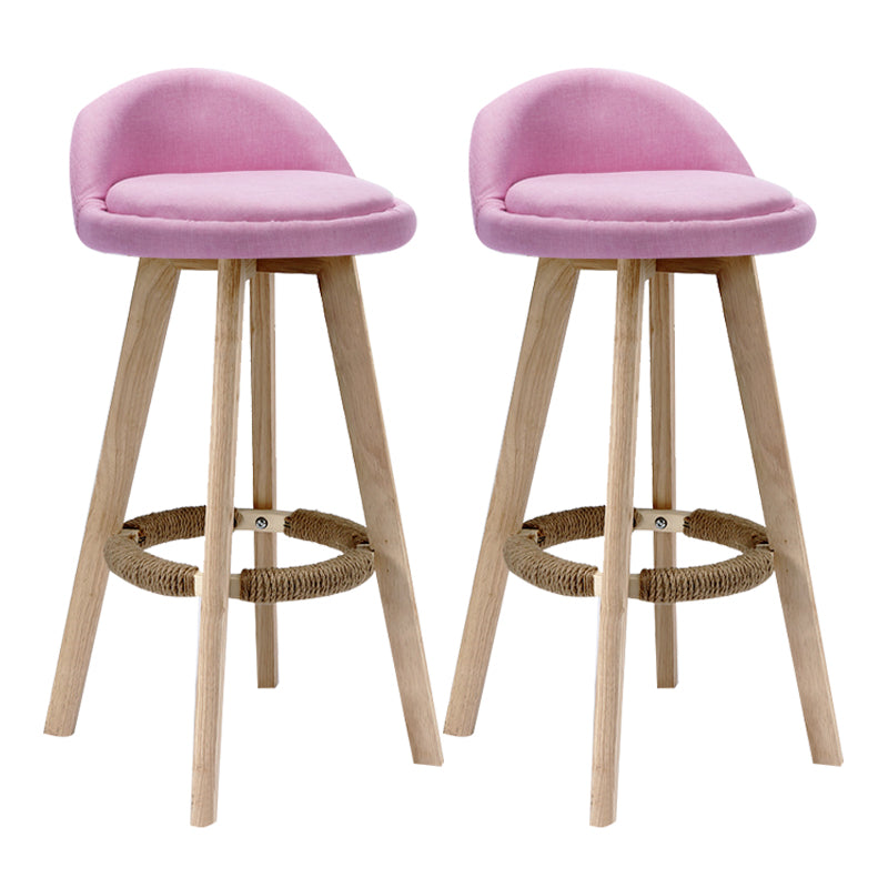 Scandinavian Rubberwood Upholstered Barstool Matte Finish Home Stool Pink 2 Piece Set Clearhalo 'Bar Furniture' 'Bar Stools' 'bar_stools' 'furn' 'furn_bar_stools' 'Furniture' 'furniture_bar_stools' 'Kitchen & Dining Furniture' 4899963