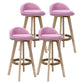 Scandinavian Rubberwood Upholstered Barstool Matte Finish Home Stool Pink 4 Piece Set Clearhalo 'Bar Furniture' 'Bar Stools' 'bar_stools' 'furn' 'furn_bar_stools' 'Furniture' 'furniture_bar_stools' 'Kitchen & Dining Furniture' 4899964