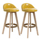 Scandinavian Rubberwood Upholstered Barstool Matte Finish Home Stool Yellow 2 Piece Set Clearhalo 'Bar Furniture' 'Bar Stools' 'bar_stools' 'furn' 'furn_bar_stools' 'Furniture' 'furniture_bar_stools' 'Kitchen & Dining Furniture' 4899966
