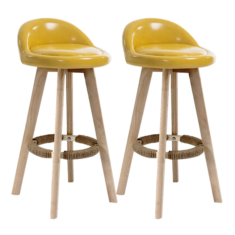 Scandinavian Rubberwood Upholstered Barstool Matte Finish Home Stool Yellow 2 Piece Set Clearhalo 'Bar Furniture' 'Bar Stools' 'bar_stools' 'furn' 'furn_bar_stools' 'Furniture' 'furniture_bar_stools' 'Kitchen & Dining Furniture' 4899966