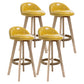 Scandinavian Rubberwood Upholstered Barstool Matte Finish Home Stool Yellow 4 Piece Set Clearhalo 'Bar Furniture' 'Bar Stools' 'bar_stools' 'furn' 'furn_bar_stools' 'Furniture' 'furniture_bar_stools' 'Kitchen & Dining Furniture' 4899967