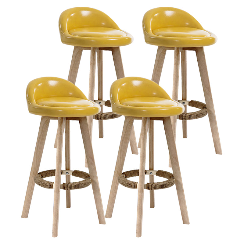 Scandinavian Rubberwood Upholstered Barstool Matte Finish Home Stool Yellow 4 Piece Set Clearhalo 'Bar Furniture' 'Bar Stools' 'bar_stools' 'furn' 'furn_bar_stools' 'Furniture' 'furniture_bar_stools' 'Kitchen & Dining Furniture' 4899967