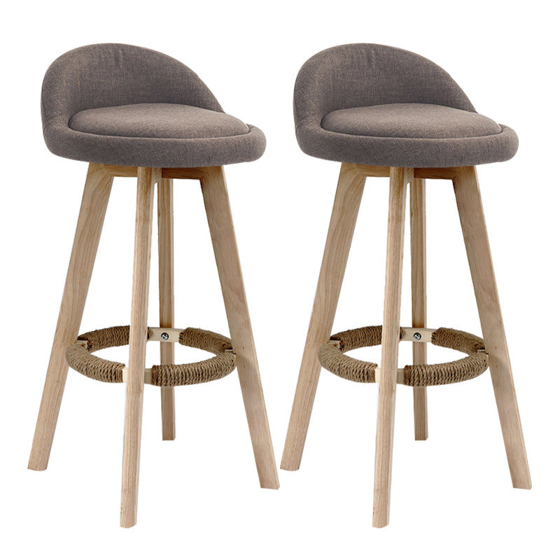 Scandinavian Rubberwood Upholstered Barstool Matte Finish Home Stool Brown 2 Piece Set Clearhalo 'Bar Furniture' 'Bar Stools' 'bar_stools' 'furn' 'furn_bar_stools' 'Furniture' 'furniture_bar_stools' 'Kitchen & Dining Furniture' 4899969