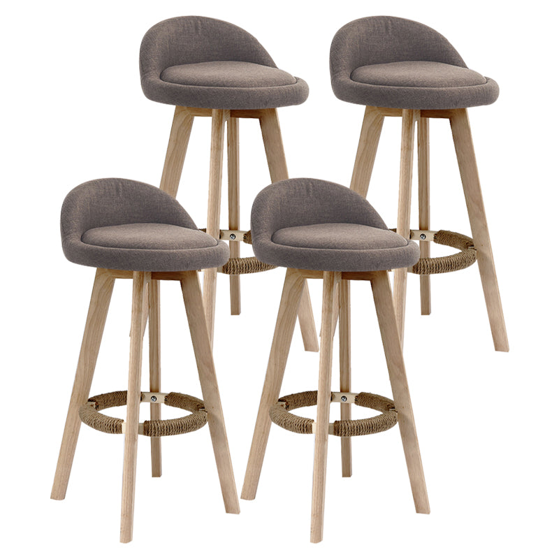 Scandinavian Rubberwood Upholstered Barstool Matte Finish Home Stool Brown 4 Piece Set Clearhalo 'Bar Furniture' 'Bar Stools' 'bar_stools' 'furn' 'furn_bar_stools' 'Furniture' 'furniture_bar_stools' 'Kitchen & Dining Furniture' 4899970