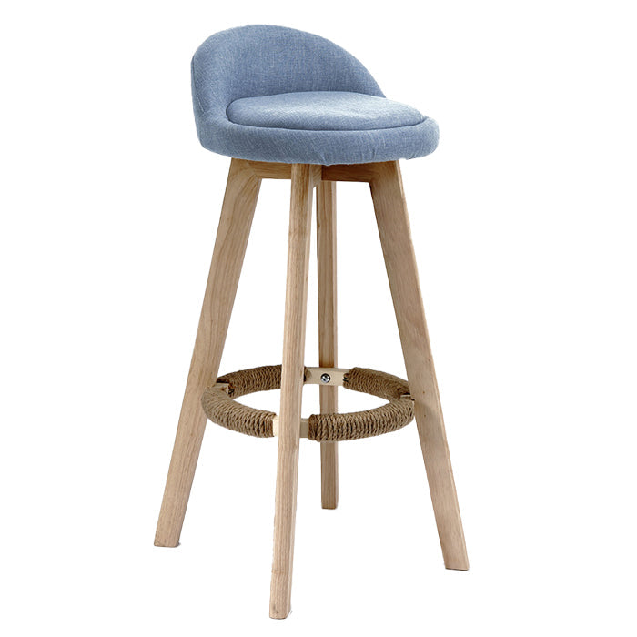 Scandinavian Rubberwood Upholstered Barstool Matte Finish Home Stool Blue 1 Piece Clearhalo 'Bar Furniture' 'Bar Stools' 'bar_stools' 'furn' 'furn_bar_stools' 'Furniture' 'furniture_bar_stools' 'Kitchen & Dining Furniture' 4899971