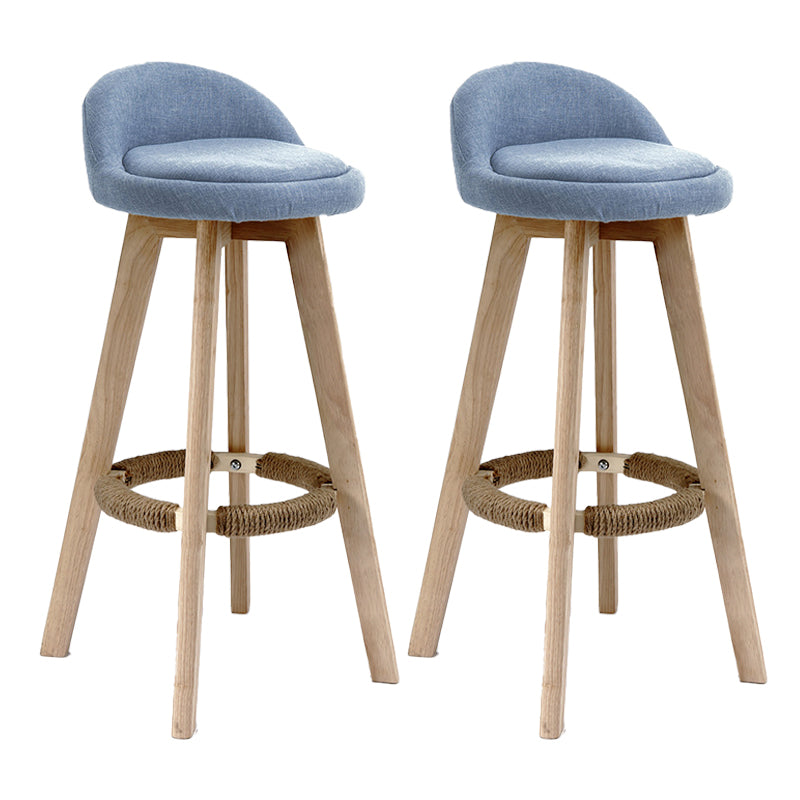 Scandinavian Rubberwood Upholstered Barstool Matte Finish Home Stool Blue 2 Piece Set Clearhalo 'Bar Furniture' 'Bar Stools' 'bar_stools' 'furn' 'furn_bar_stools' 'Furniture' 'furniture_bar_stools' 'Kitchen & Dining Furniture' 4899972
