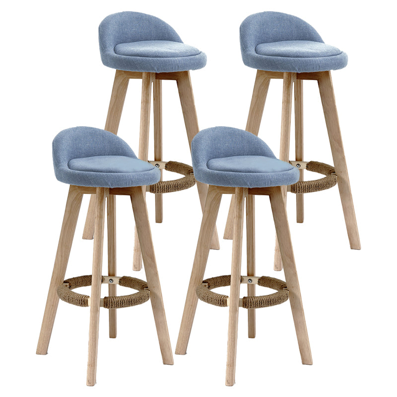 Scandinavian Rubberwood Upholstered Barstool Matte Finish Home Stool Blue 4 Piece Set Clearhalo 'Bar Furniture' 'Bar Stools' 'bar_stools' 'furn' 'furn_bar_stools' 'Furniture' 'furniture_bar_stools' 'Kitchen & Dining Furniture' 4899973