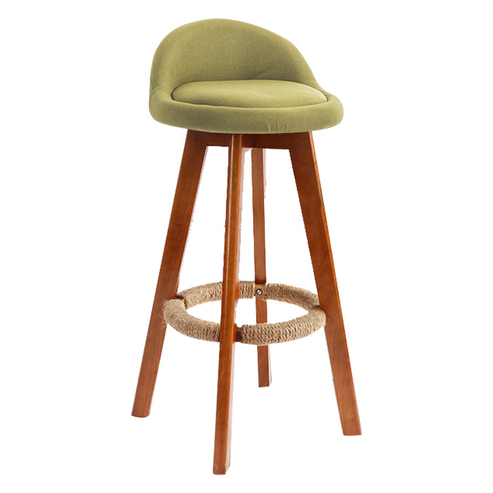 Scandinavian Rubberwood Upholstered Barstool Matte Finish Home Stool Green 1 Piece Clearhalo 'Bar Furniture' 'Bar Stools' 'bar_stools' 'furn' 'furn_bar_stools' 'Furniture' 'furniture_bar_stools' 'Kitchen & Dining Furniture' 4899974