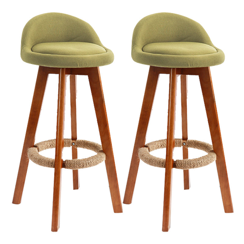 Scandinavian Rubberwood Upholstered Barstool Matte Finish Home Stool Green 2 Piece Set Clearhalo 'Bar Furniture' 'Bar Stools' 'bar_stools' 'furn' 'furn_bar_stools' 'Furniture' 'furniture_bar_stools' 'Kitchen & Dining Furniture' 4899975