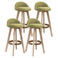 Scandinavian Rubberwood Upholstered Barstool Matte Finish Home Stool Light Green 4 Piece Set Clearhalo 'Bar Furniture' 'Bar Stools' 'bar_stools' 'furn' 'furn_bar_stools' 'Furniture' 'furniture_bar_stools' 'Kitchen & Dining Furniture' 4899979