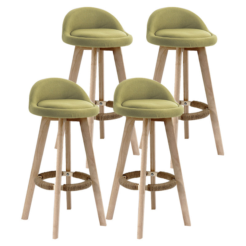 Scandinavian Rubberwood Upholstered Barstool Matte Finish Home Stool Light Green 4 Piece Set Clearhalo 'Bar Furniture' 'Bar Stools' 'bar_stools' 'furn' 'furn_bar_stools' 'Furniture' 'furniture_bar_stools' 'Kitchen & Dining Furniture' 4899979