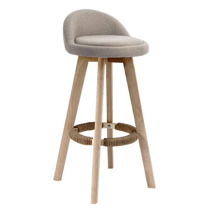 Scandinavian Rubberwood Upholstered Barstool Matte Finish Home Stool Khaki 1 Piece Clearhalo 'Bar Furniture' 'Bar Stools' 'bar_stools' 'furn' 'furn_bar_stools' 'Furniture' 'furniture_bar_stools' 'Kitchen & Dining Furniture' 4899980